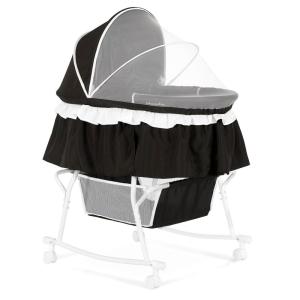 imageDream On Me Lacy Portable 2in1 Bassinet ampamp Cradle in Pink and White Lightweight Baby Bassinet with Storage Basket Adjustable and Removable CanopyBlack