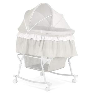 imageDream On Me Lacy Portable 2in1 Bassinet ampamp Cradle in Pink and White Lightweight Baby Bassinet with Storage Basket Adjustable and Removable CanopyLight Grey