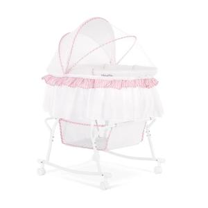 imageDream On Me Lacy Portable 2in1 Bassinet ampamp Cradle in Pink and White Lightweight Baby Bassinet with Storage Basket Adjustable and Removable CanopyPinkWhite