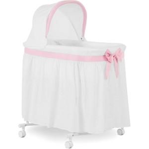 imageDream On Me Montreal Portable 2in1 Convertible Baby Bassinet in Grey Adjustable Canopy Large Storage Area Rocking Bedside Bassinet with Lockable WheelsPink