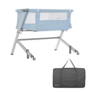 imageDream On Me Skylar Bassinet and Beside Sleeper in Black Lightweight and Portable Baby Bassinet Five Position Adjustable Height Easy to Fold and Carry Travel Bassinet JPMA CertifiedBlue