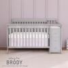 imageDream On Me 5 in 1 Brody Convertible Crib With Changing Table Converts From Crib to Toddler Bed Day Bed and Kids Sofa and Full Size Bed JPMA Certified Baby CribPebble Grey