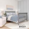 imageDream On Me 5 in 1 Brody Convertible Crib With Changing Table Converts From Crib to Toddler Bed Day Bed and Kids Sofa and Full Size Bed JPMA Certified Baby CribSteel Grey