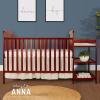 imageDream On Me Anna 3in1 FullSize Crib and Changing Table Combo in Steel Grey Greenguard Gold Certified NonToxic Finishes Includes 1quot Changing Pad Wooden Nursery FurnitureCherry