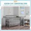 imageDream On Me Ashton 4In1 Convertible Crib In White Greenguard Gold JPMA Certified NonToxic Finishes Features 4 Mattress Height Settings Made Of Solid PinewoodStorm Grey