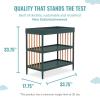 imageDream On Me Clover 4in1 Modern Island Crib with Rounded Spindles in Olive Convertible Crib MidCentury Meets Modern Coordinates with The Clover Changing CounterOlive