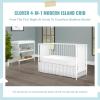 imageDream On Me Clover 4in1 Modern Island Crib with Rounded Spindles in Olive Convertible Crib MidCentury Meets Modern Coordinates with The Clover Changing CounterWhite