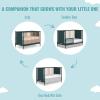imageDream On Me Clover 4in1 Modern Island Crib with Rounded Spindles in Olive Convertible Crib MidCentury Meets Modern Coordinates with The Clover Changing CounterOlive
