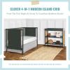 imageDream On Me Clover 4in1 Modern Island Crib with Rounded Spindles in Olive Convertible Crib MidCentury Meets Modern Coordinates with The Clover Changing CounterOlive