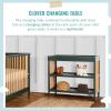 imageDream On Me Clover 4in1 Modern Island Crib with Rounded Spindles in Olive Convertible Crib MidCentury Meets Modern Coordinates with The Clover Changing CounterOlive