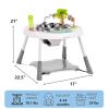 imageDream On Me Curio Sit N Seek Baby Activity Center in Lime 2 in 1 Activity Center and Play Table with 3 Detachable Toys and Music 3 Level Height Adjustable Positions Activity Center for BabyGrey