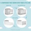 imageDream On Me Storybrooke 5 in 1 Convertible Crib with Under Drawer in Pebble Grey JPMA ampamp Greenguard Gold Certified Made of Sustainable Pinewood NonToxic WaterBased Paint Finish