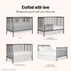 imageDream On Me Synergy 5In1 Convertible Crib In Black JPMA ampamp Greenguard Gold Certified Constructed out of solid reclaimed New Zealand Pine wood Features 3 mattress height settingsSteel Grey
