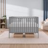 imageDream On Me Synergy 5In1 Convertible Crib In Black JPMA ampamp Greenguard Gold Certified Constructed out of solid reclaimed New Zealand Pine wood Features 3 mattress height settingsSteel Grey
