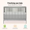 imageDream On Me Synergy 5In1 Convertible Crib In Black JPMA ampamp Greenguard Gold Certified Constructed out of solid reclaimed New Zealand Pine wood Features 3 mattress height settingsCool Grey