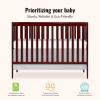 imageDream On Me Synergy 5In1 Convertible Crib In Black JPMA ampamp Greenguard Gold Certified Constructed out of solid reclaimed New Zealand Pine wood Features 3 mattress height settingsCherry