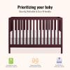 imageDream On Me Synergy 5In1 Convertible Crib In Black JPMA ampamp Greenguard Gold Certified Constructed out of solid reclaimed New Zealand Pine wood Features 3 mattress height settingsAuburn
