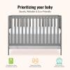 imageDream On Me Synergy 5In1 Convertible Crib In Black JPMA ampamp Greenguard Gold Certified Constructed out of solid reclaimed New Zealand Pine wood Features 3 mattress height settingsSteel Grey