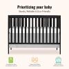 imageDream On Me Synergy 5In1 Convertible Crib In Black JPMA ampamp Greenguard Gold Certified Constructed out of solid reclaimed New Zealand Pine wood Features 3 mattress height settingsBlack