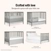 imageDream On Me Synergy 5In1 Convertible Crib In Black JPMA ampamp Greenguard Gold Certified Constructed out of solid reclaimed New Zealand Pine wood Features 3 mattress height settingsCool Grey