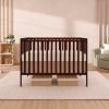imageDream On Me Synergy 5In1 Convertible Crib In Black JPMA ampamp Greenguard Gold Certified Constructed out of solid reclaimed New Zealand Pine wood Features 3 mattress height settingsEspresso