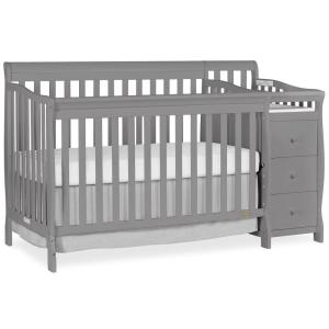 imageDream On Me 5 in 1 Brody Convertible Crib With Changing Table Converts From Crib to Toddler Bed Day Bed and Kids Sofa and Full Size Bed JPMA Certified Baby CribSteel Grey