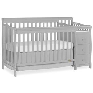 imageDream On Me 5 in 1 Brody Convertible Crib With Changing Table Converts From Crib to Toddler Bed Day Bed and Kids Sofa and Full Size Bed JPMA Certified Baby CribPebble Grey