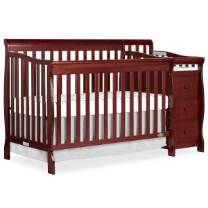 imageDream On Me 5 in 1 Brody Convertible Crib With Changing Table Converts From Crib to Toddler Bed Day Bed and Kids Sofa and Full Size Bed JPMA Certified Baby CribCherry