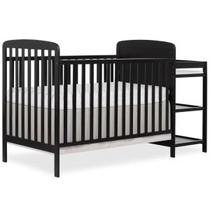 imageDream On Me Anna 3in1 FullSize Crib and Changing Table Combo in Steel Grey Greenguard Gold Certified NonToxic Finishes Includes 1quot Changing Pad Wooden Nursery FurnitureBlack