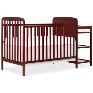 imageDream On Me Anna 3in1 FullSize Crib and Changing Table Combo in Steel Grey Greenguard Gold Certified NonToxic Finishes Includes 1quot Changing Pad Wooden Nursery FurnitureCherry