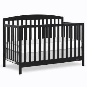 imageDream On Me JPMA ampamp Greenguard Gold Certified Odelle 5 in 1 Convertible Crib in Pebble Grey Built of Sustainable Pinewood 3 Mattress Height Settings NonToxic WaterBased Paint FinishMatte Black