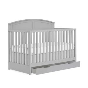 imageDream On Me Storybrooke 5 in 1 Convertible Crib with Under Drawer in Pebble Grey JPMA ampamp Greenguard Gold Certified Made of Sustainable Pinewood NonToxic WaterBased Paint Finish