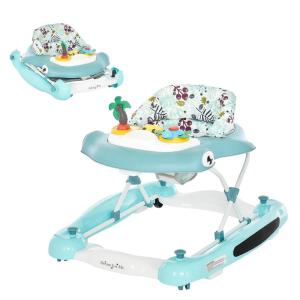 imageDream on Me 2in1 Aloha Fun Baby Walker in Blue Easily Convertible Baby Walker Adjustable Three Position Height Settings Easy to Fold and StoreBlue