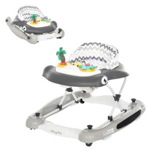 imageDream on Me 2in1 Aloha Fun Baby Walker in Blue Easily Convertible Baby Walker Adjustable Three Position Height Settings Easy to Fold and StoreGrey