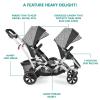 imageDream On Me Track Tandem Double Umbrella Stroller in Black Lightweight Double Stroller for Infant and Toddler MultiPosition Reversible ampamp Reclining Seats Large Storage Basket and CanopyBlack  White