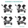 imageDream On Me Track Tandem Double Umbrella Stroller in Black Lightweight Double Stroller for Infant and Toddler MultiPosition Reversible ampamp Reclining Seats Large Storage Basket and CanopyBlack