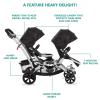 imageDream On Me Track Tandem Double Umbrella Stroller in Black Lightweight Double Stroller for Infant and Toddler MultiPosition Reversible ampamp Reclining Seats Large Storage Basket and CanopyBlack