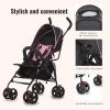 imageDream On Me Vista Moonwalk Baby Stroller in Black Lightweight Infant Stroller with Compact Fold MultiPosition Recline Umbrella Stroller with Canopy Extra Large Storage and Cup HolderPink