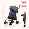 imageDream On Me Vista Moonwalk Baby Stroller in Black Lightweight Infant Stroller with Compact Fold MultiPosition Recline Umbrella Stroller with Canopy Extra Large Storage and Cup HolderBlue