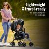 imageDream On Me Vista Moonwalk Baby Stroller in Black Lightweight Infant Stroller with Compact Fold MultiPosition Recline Umbrella Stroller with Canopy Extra Large Storage and Cup HolderBlack