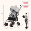 imageDream On Me Vista Moonwalk Baby Stroller in Black Lightweight Infant Stroller with Compact Fold MultiPosition Recline Umbrella Stroller with Canopy Extra Large Storage and Cup HolderLight Gray