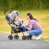 imageDream On Me Vista Moonwalk Baby Stroller in Black Lightweight Infant Stroller with Compact Fold MultiPosition Recline Umbrella Stroller with Canopy Extra Large Storage and Cup HolderLight Gray