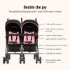 imageDream On Me Volgo Twin Umbrella Stroller in Mint Lightweight Double Stroller for Infant ampamp Toddler Compact Easy Fold Large Storage Basket Large and Adjustable CanopyPink