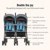 imageDream On Me Volgo Twin Umbrella Stroller in Mint Lightweight Double Stroller for Infant ampamp Toddler Compact Easy Fold Large Storage Basket Large and Adjustable CanopyBlue