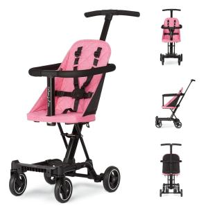 imageDream On Me Lightweight And Compact Coast Rider Stroller With One Hand Easy Fold Adjustable Handles And Soft Ride Wheels GreyPink