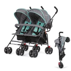 imageDream On Me Volgo Twin Umbrella Stroller in Mint Lightweight Double Stroller for Infant ampamp Toddler Compact Easy Fold Large Storage Basket Large and Adjustable CanopyMint