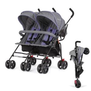imageDream On Me Volgo Twin Umbrella Stroller in Mint Lightweight Double Stroller for Infant ampamp Toddler Compact Easy Fold Large Storage Basket Large and Adjustable CanopyPurple