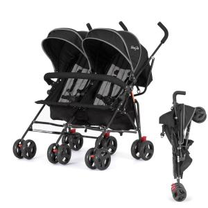 imageDream On Me Volgo Twin Umbrella Stroller in Mint Lightweight Double Stroller for Infant ampamp Toddler Compact Easy Fold Large Storage Basket Large and Adjustable CanopyBlack