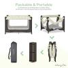 imageDream On Me Zodiak Portable Playard in Black Lightweight Packable and Easy Setup Baby Playard Breathable Mesh Sides and Soft Fabric  Comes with a Removable Padded MatGray