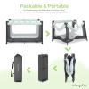 imageDream On Me Zodiak Portable Playard in Black Lightweight Packable and Easy Setup Baby Playard Breathable Mesh Sides and Soft Fabric  Comes with a Removable Padded MatGreyGreen